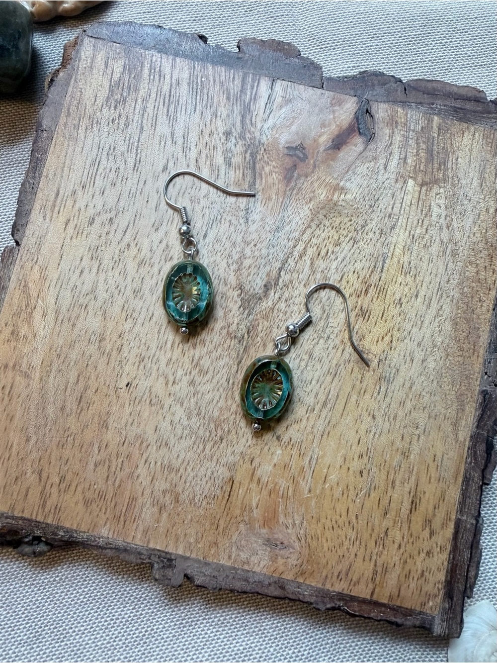 Turquoise Bead Silver Earrings